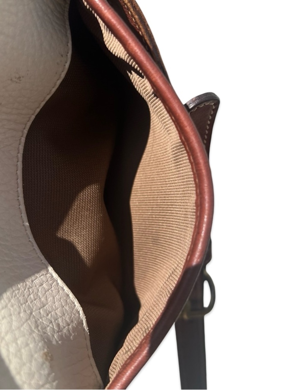 90s Vintage COACH Durham Mini Bag in Bone with Tan Trim - Picture 7 of 16